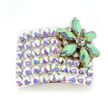 Light Green Flower with AB Irish Dance Jig Shoe Buckles - Crystal Rhinestone buckles for Irish Dance Hard Shoes