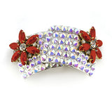 Red Flower with AB Irish Dance Jig Shoe Buckles - Crystal Rhinestone buckles for Irish Dance Hard Shoes